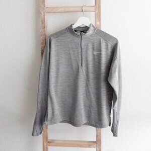 Nike Men’s Size Medium Gray Dri-Fit Quarter Zip Pullover Running Training Top